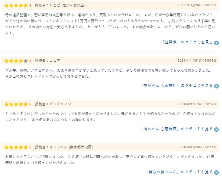 和楽器買取の口コミや評判３